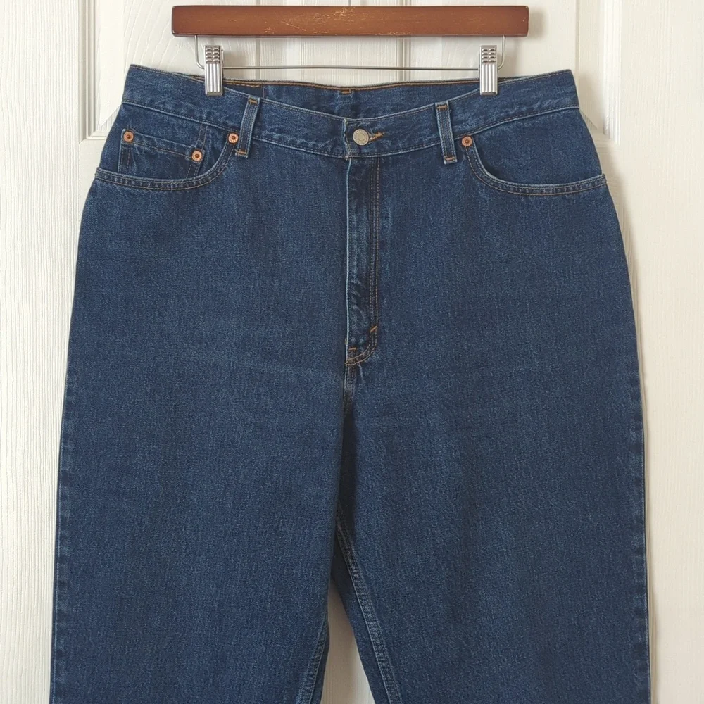 Levi's 90's Vintage 550 Dark Wash High Rise Relaxed Fit Tapered Leg Mom Jeans 18 - Picture 2 of 15